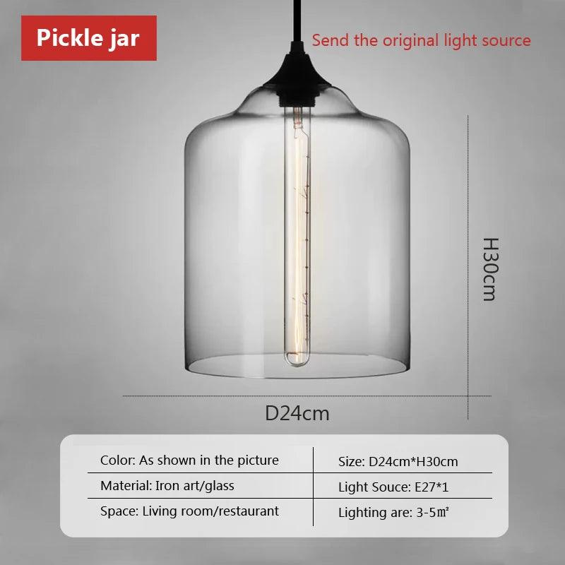 Nordic hanging loft Glass lustre Pendant Light industrial decor Lights Fixtures Modern E27/E26 for Kitchen Restaurant Lamp