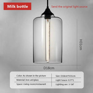 Nordic hanging loft Glass lustre Pendant Light industrial decor Lights Fixtures Modern E27/E26 for Kitchen Restaurant Lamp