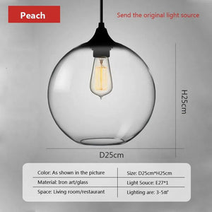 Nordic hanging loft Glass lustre Pendant Light industrial decor Lights Fixtures Modern E27/E26 for Kitchen Restaurant Lamp