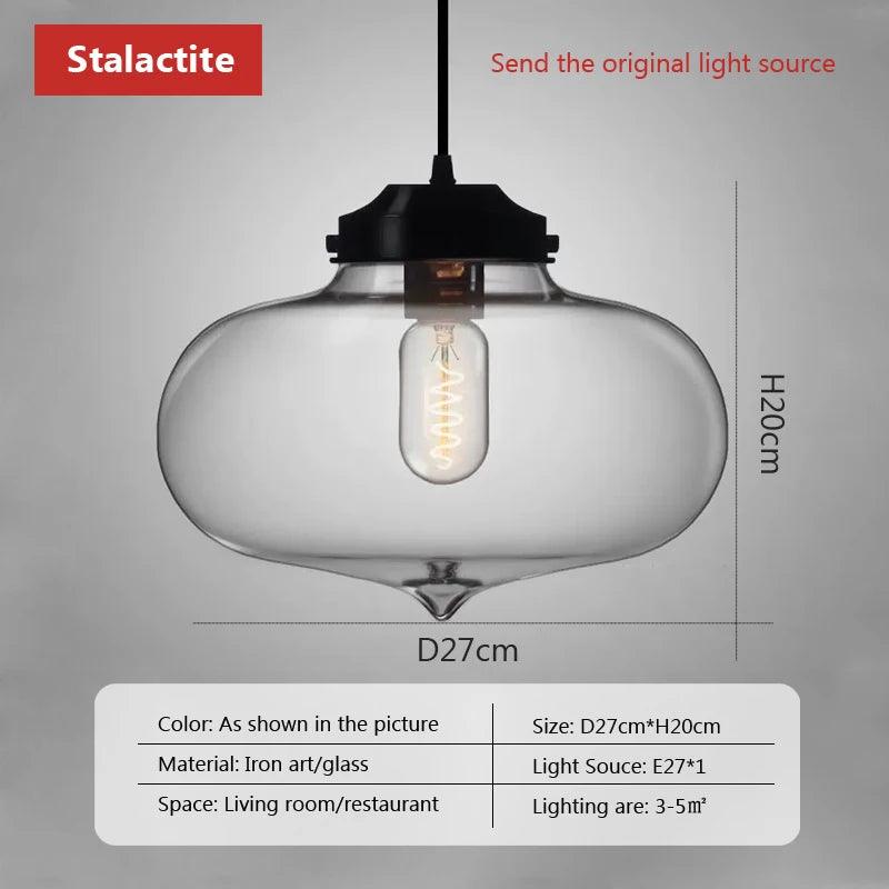 Nordic hanging loft Glass lustre Pendant Light industrial decor Lights Fixtures Modern E27/E26 for Kitchen Restaurant Lamp