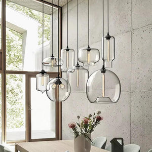 Nordic hanging loft Glass lustre Pendant Light industrial decor Lights Fixtures Modern E27/E26 for Kitchen Restaurant Lamp