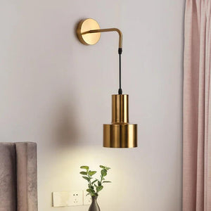 Nordic simple interior round glass golden wall lamp iron plated single head living room bedroom bedside wall light sconces