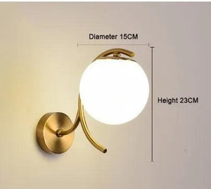 Nordic simple interior round glass golden wall lamp iron plated single head living room bedroom bedside wall light sconces