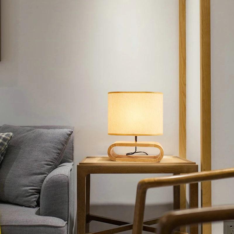 Nordic wood base table lamp cloth lampshade table lights for living room bedroom bedside desk lamp reading lights fixture E27