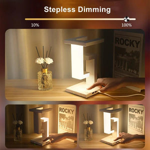 Novelty floating lamp with 10 W detachable wireless charger decorative light for bedroom/office