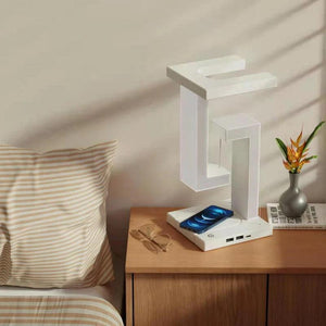 Novelty floating lamp with 10 W detachable wireless charger decorative light for bedroom/office