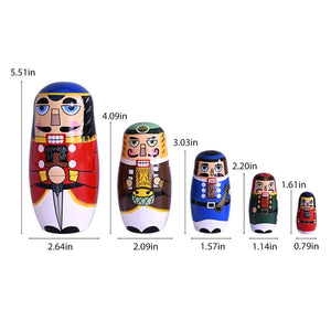 Nutcracker Matryoshka Dolls 5pcs Russia King Tabletop Ornament Home Decoration New Year Festvial Present