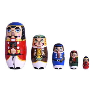 Nutcracker Matryoshka Dolls 5pcs Russia King Tabletop Ornament Home Decoration New Year Festvial Present