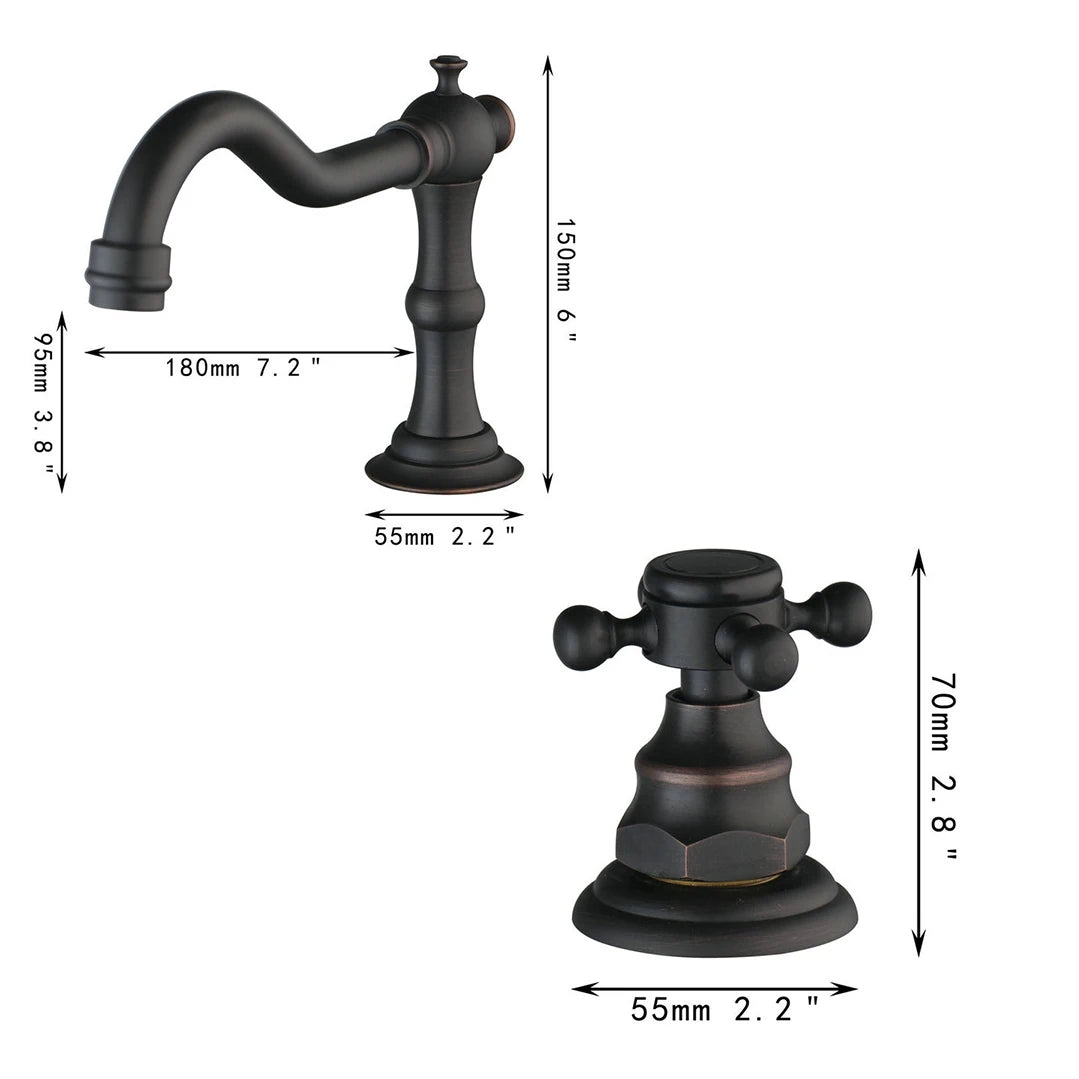 OUBONI, grifo mezclador para lavabo de baño de latón macizo cromado, latón antiguo, ORB negro, grifo para fregadero de cocina, manijas dobles, grifos de lavabo de 3 uds