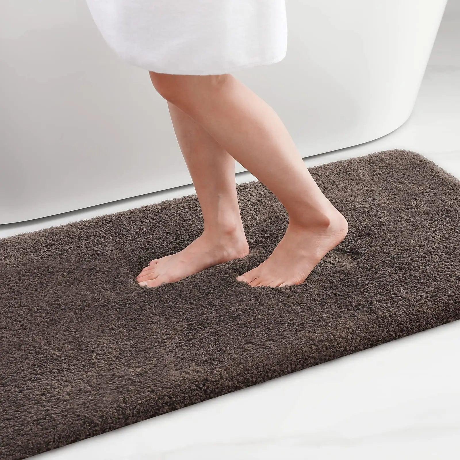 Olanly Soft Bathroom Plush Rug Absorbent Quick Dry Bath Mat Shower Pad Floor Protector Decor Non-Slip Living Room Bedroom Carpet