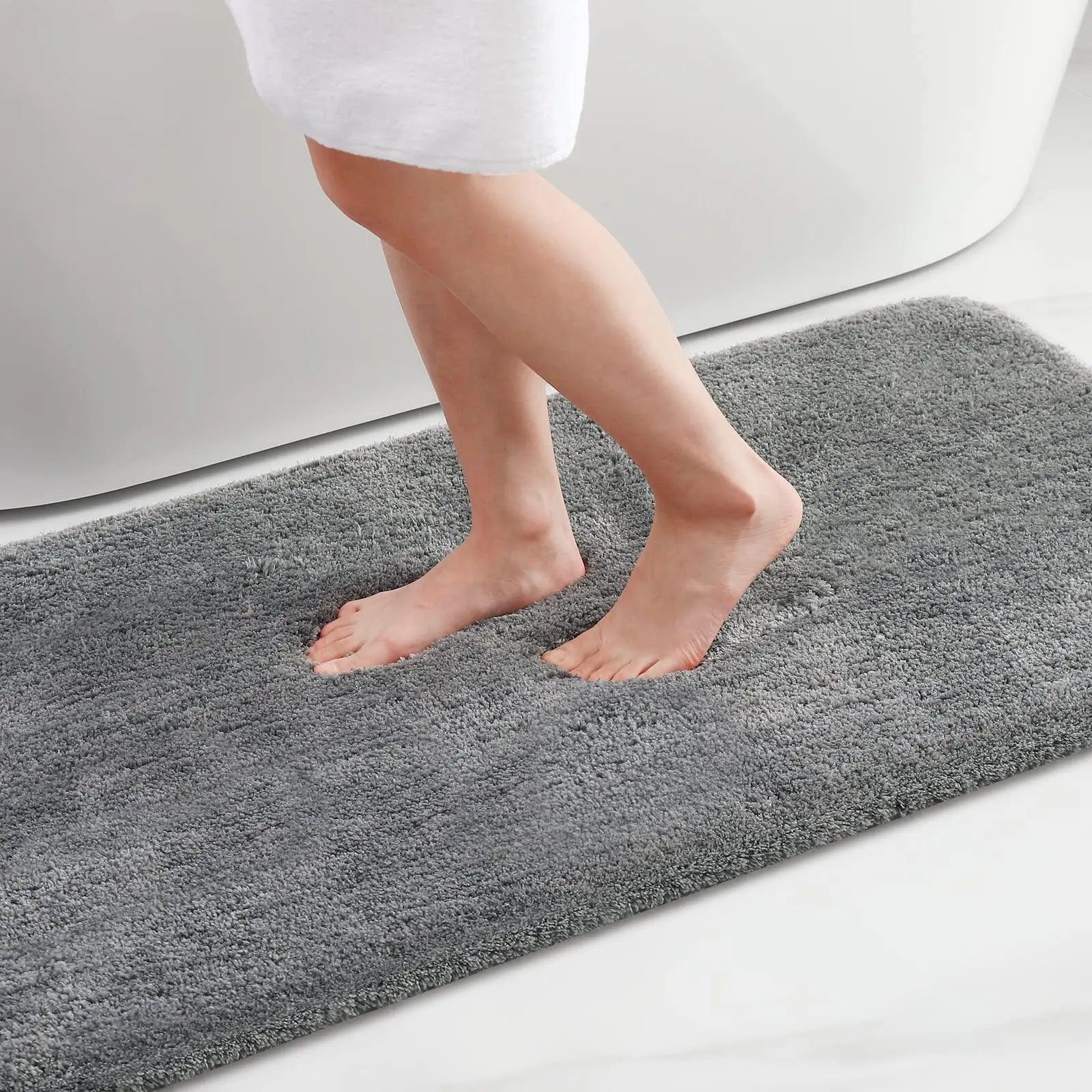 Olanly Soft Bathroom Plush Rug Absorbent Quick Dry Bath Mat Shower Pad Floor Protector Decor Non-Slip Living Room Bedroom Carpet