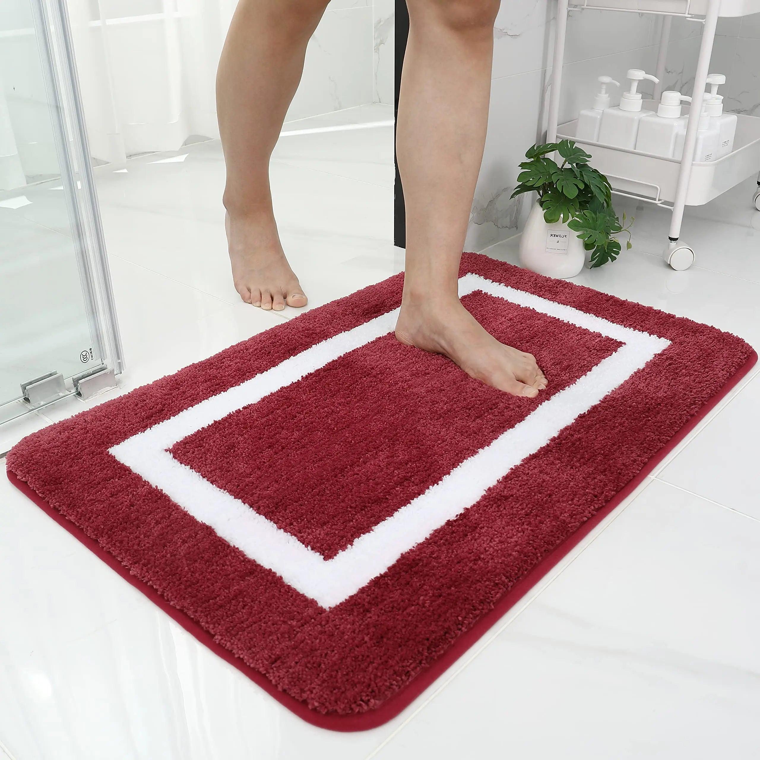 Olanly Soft Bathroom Plush Rug Absorbent Quick Dry Bath Mat Shower Pad Floor Protector Decor Non-Slip Living Room Bedroom Carpet