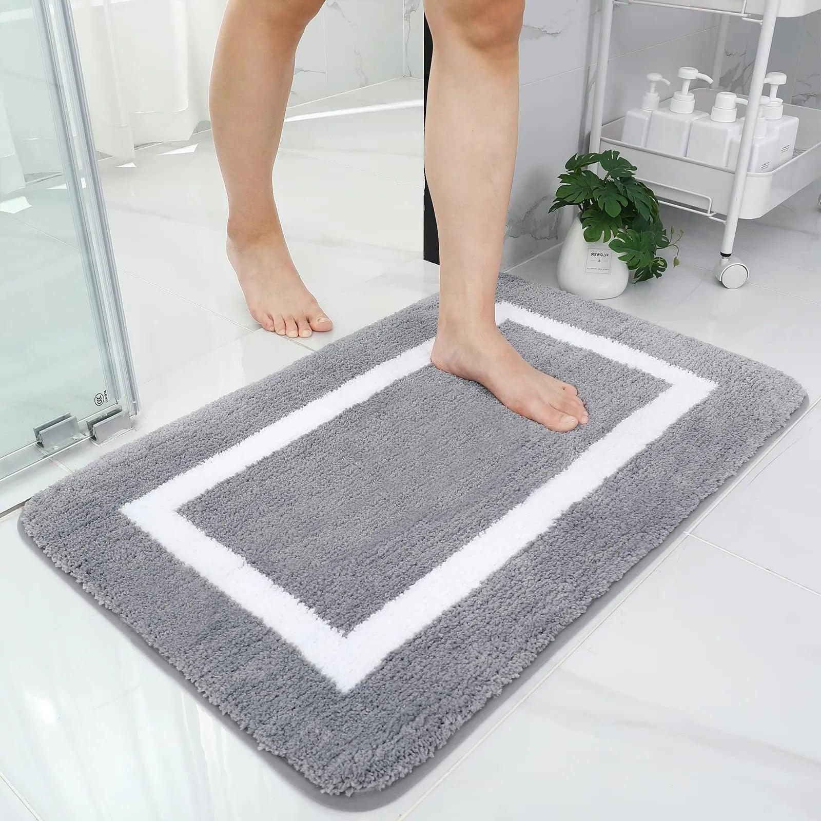 Olanly Soft Bathroom Plush Rug Absorbent Quick Dry Bath Mat Shower Pad Floor Protector Decor Non-Slip Living Room Bedroom Carpet