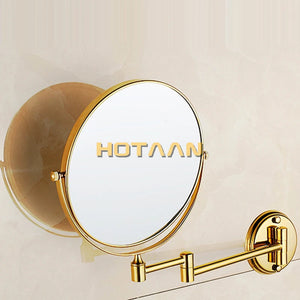 Oral Hygiene Shaving Bathroom Mirror Wall Mounted gold brass 8 Inch Double Cosmetic Mirror(1:1 And 1:3) .