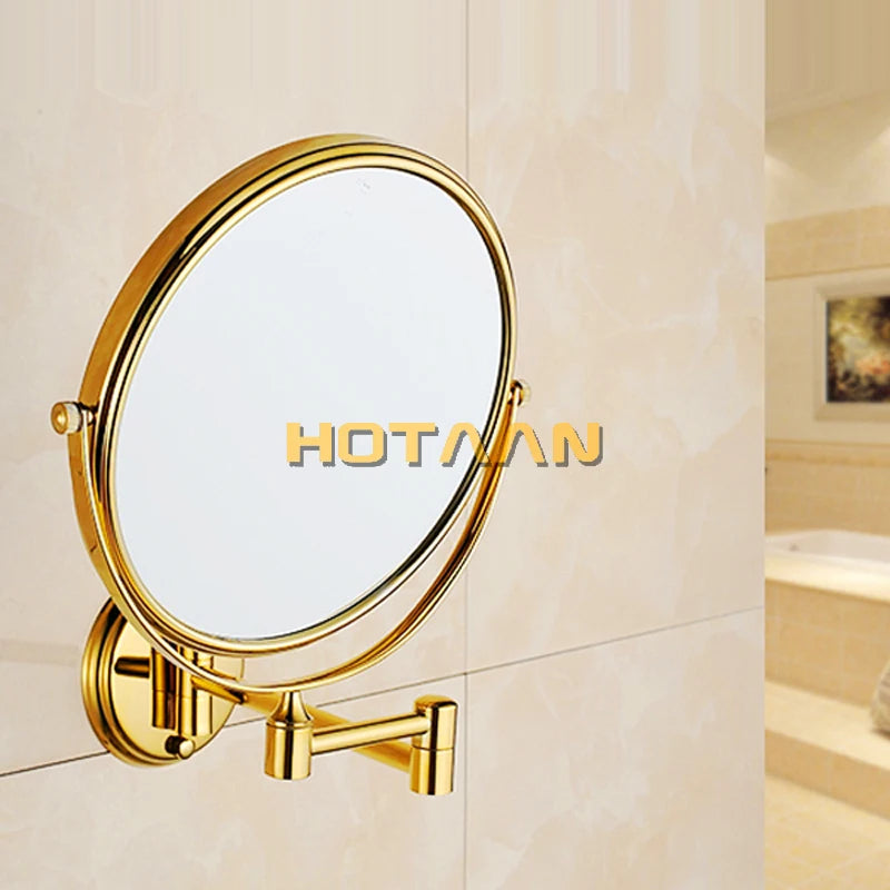 Oral Hygiene Shaving Bathroom Mirror Wall Mounted gold brass 8 Inch Double Cosmetic Mirror(1:1 And 1:3) .