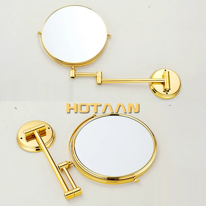 Oral Hygiene Shaving Bathroom Mirror Wall Mounted gold brass 8 Inch Double Cosmetic Mirror(1:1 And 1:3) .