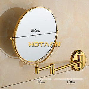 Oral Hygiene Shaving Bathroom Mirror Wall Mounted gold brass 8 Inch Double Cosmetic Mirror(1:1 And 1:3) .