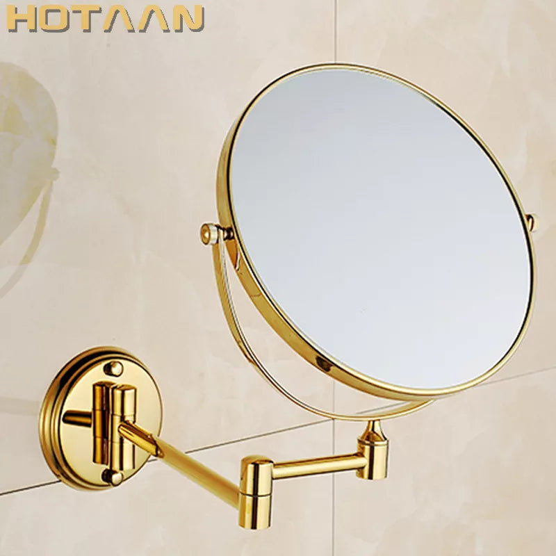 Oral Hygiene Shaving Bathroom Mirror Wall Mounted gold brass 8 Inch Double Cosmetic Mirror(1:1 And 1:3) .