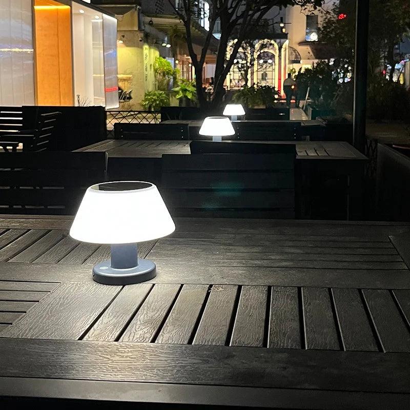 Outdoor Modern Home Garden Decor Solar Rechargeable Cordless Light Solar Led Table Lamp For Restaurant