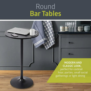 Pearington Santina 2 Pack Round Bar and Pub Table, Black