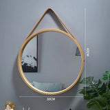 Perforation-free Vanity Mirror Wall-mounted Round Thickened Wooden Border Dressing Mirror Bathroom Mirror Makeup Mirror