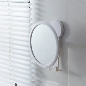 Plastic Washroom Round Mirror Adjustable Perforation-free Wall-mounted Self Adhesive Vanity Mirror with Hook