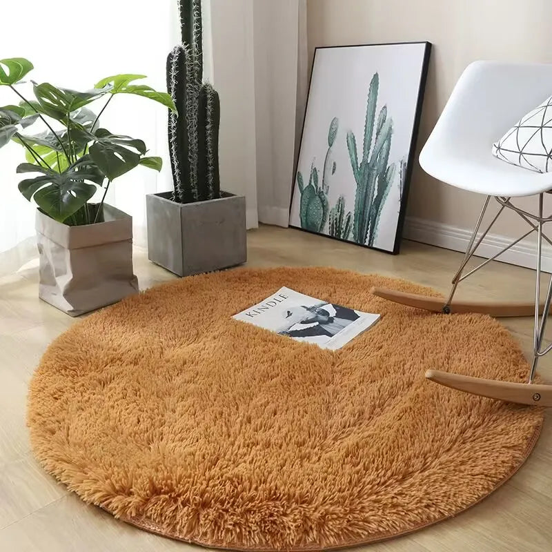 Plush round carpet living Room Decoration Children's Bedroom fluffy white carpet non-slip blanket bedside design Room play mat