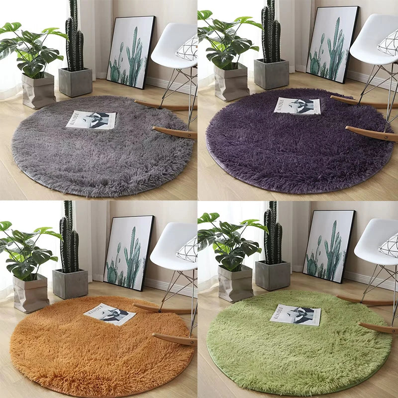 Plush round carpet living Room Decoration Children's Bedroom fluffy white carpet non-slip blanket bedside design Room play mat