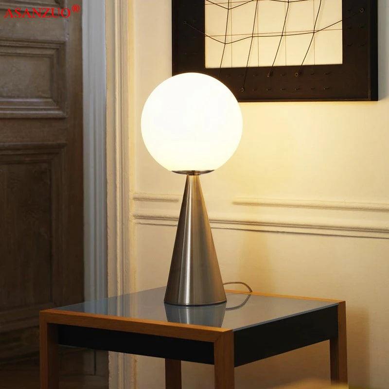 Postmodern Bedside Art Table Lamp Creative Cone Golden Glass Bedside Bar Cafe Livring Room Decoration Lamp