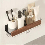 Punch-Free Bathroom Shelf Wooden Shelf Wall-Mounted Shower Wall Shelves For Shampoo Waterproof Storage Rack Bathroom Organizer