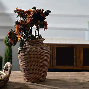 Rattan Woven Vase Art Vase Fashion Tabletop Decoration Plants Flower Pot Faddish Flower Pot For Home Decor