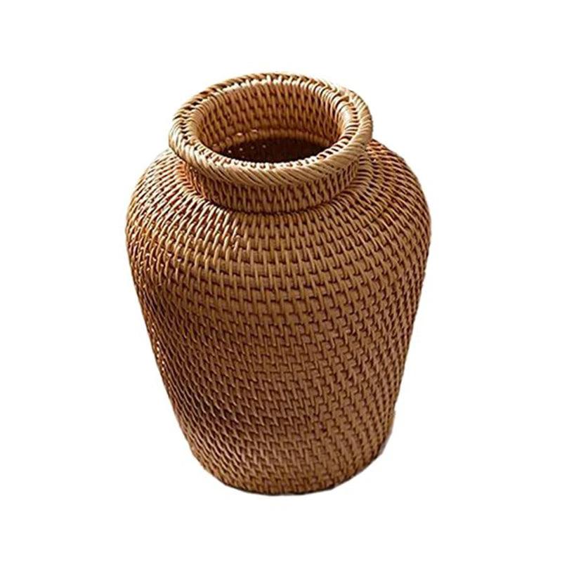 Rattan Woven Vase Art Vase Fashion Tabletop Decoration Plants Flower Pot Faddish Flower Pot For Home Decor