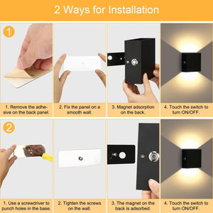 Rechargeable USB Wall Sconce lights Touch Dimming Magnetic LED Wall Mounted Lamp For Bedside corridor Stairwell