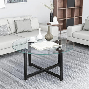 Rectangle Tempered Glass Coffee Table Metal Tube Legs End Table for Living Room, Silver mesas de centro para sala