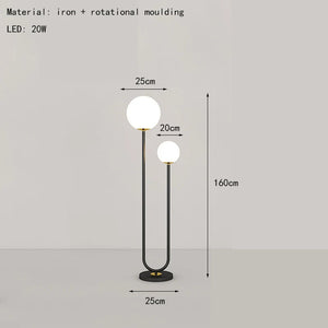 Red Black White Metal Floor Lamp 3 Changeable Dimming White Glass Parlor Bedroom Dining Room Simple Standing Light