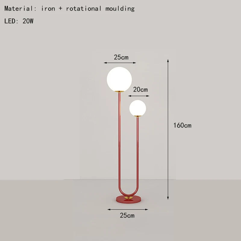 Red Black White Metal Floor Lamp 3 Changeable Dimming White Glass Parlor Bedroom Dining Room Simple Standing Light