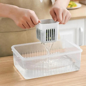 Refrigerator Storage Box 4/6 Grid Food Vegetable Fruit Storage Box Fridge Organizer Drain Basket Meat Onion Ginger Clear Crisper