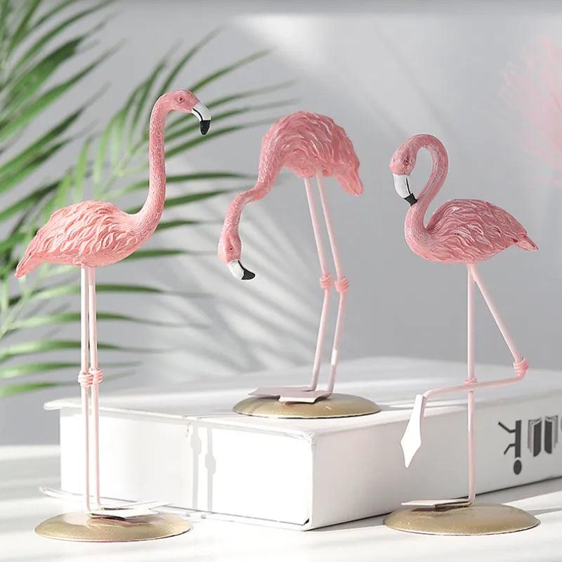 Resin Nordic Style Flamingo Figurine Statue Fairy Garden Livingroom Office Wedding Party Ornament Home Decoration Accessories