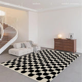 Retro Checkerboard Rugs for Bedroom Home Decor Fluffy Soft Plush Floor Mat Living Room Decoration Carpet Lattice Lounge Rug