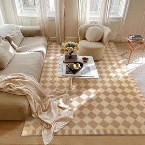 Retro Checkerboard Rugs for Bedroom Home Decor Fluffy Soft Plush Floor Mat Living Room Decoration Carpet Lattice Lounge Rug