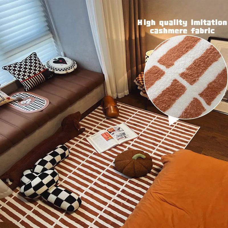 Retro Checkered Carpet Living Room Large Area Plush Rugs Coffee Tables Mat Cloakroom Soft Foot Mat Bedside of Bedroom Fluffy Rug