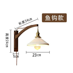 Retro Folding Wall Lamp Silent Style Design Sense Black Walnut Retractable Rotating Bedroom Bedside Wall Lamp