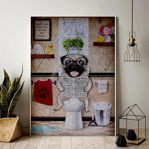 Retro Pug Dog Animals Wall Prints Canvas Painting Pictures for Living Room Home Decor Posters and Prints Wall Art Kitchen Decor