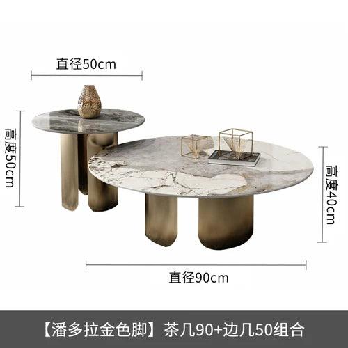 Round Side Coffee Table Outdoor Theater Tea Dining Living Room Table Marble Luxury Mesa De Centro Salon Nordic Furniture