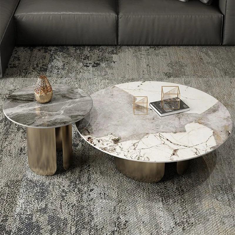 Round Side Coffee Table Outdoor Theater Tea Dining Living Room Table Marble Luxury Mesa De Centro Salon Nordic Furniture