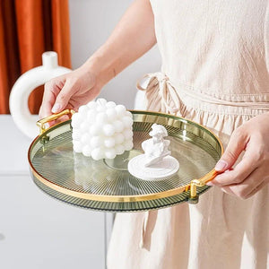 Round Storage Tray Home Living Room Coffee Table Tea Cup Storage Plate Acrylic Tray Aromatherapy Organizer Tray Home Decor