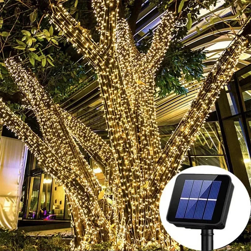 1 paquete de guirnalda de luces alimentada por energía Solar, lámpara impermeable para jardín de hadas, guirnalda de 6V para Navidad, vacaciones, fiesta, decoración del hogar