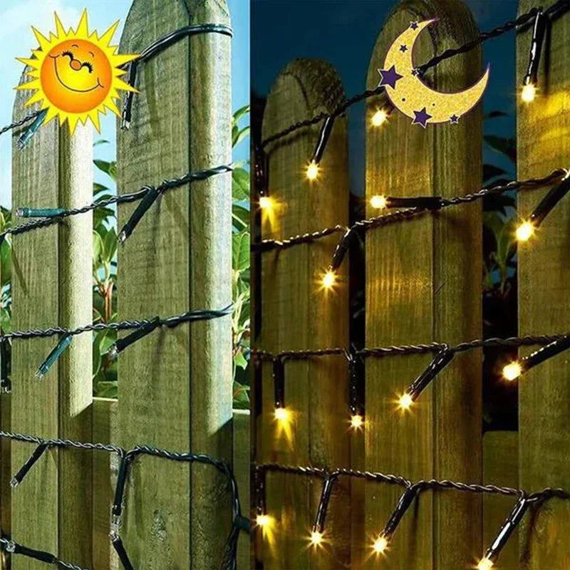 1 paquete de guirnalda de luces alimentada por energía Solar, lámpara impermeable para jardín de hadas, guirnalda de 6V para Navidad, vacaciones, fiesta, decoración del hogar