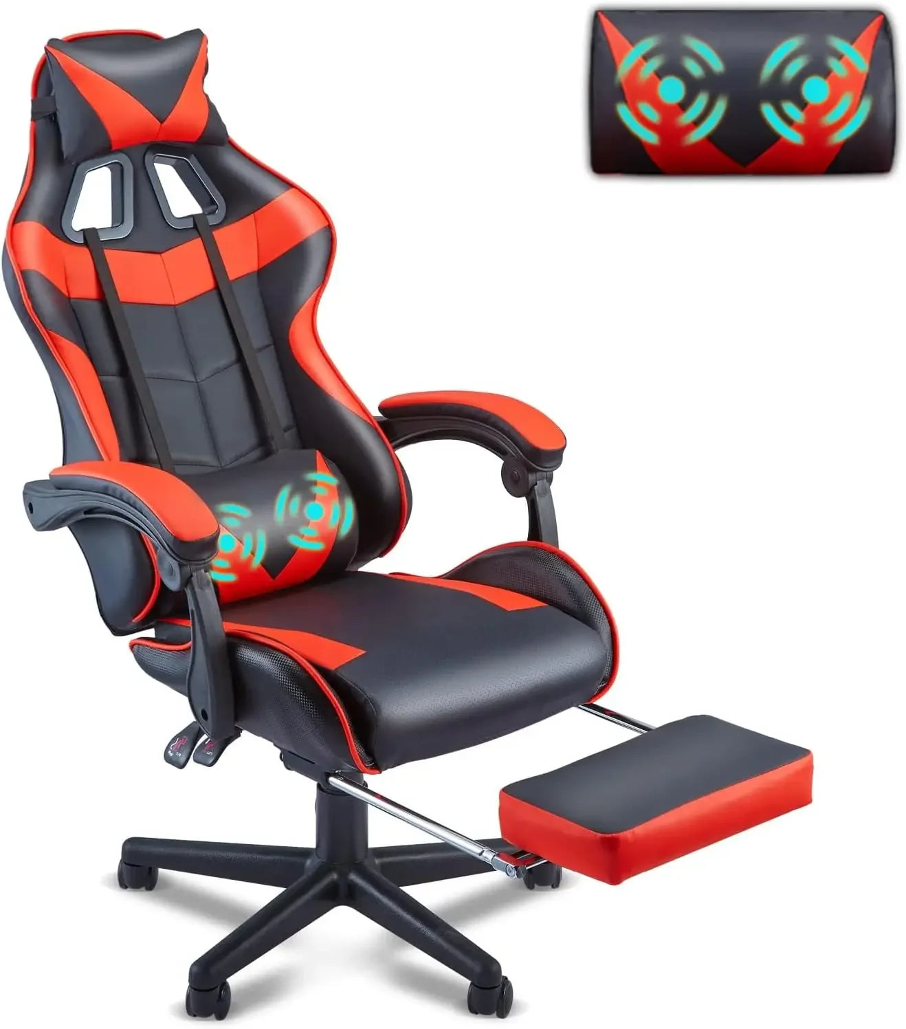 Computer Chair Office Ergonomic Gamer Chair Black Gaming Chairs With Footrest Mobile Armchair Relaxing Backrest Reclining Wheels