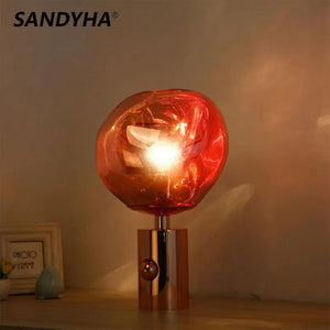 SANDYHA Lampara Mesita Noche Lava Light Led Hardware Acrylic Art Desk Lamp for Bedroom Home Decor Table Lighting Lampe De Chevet